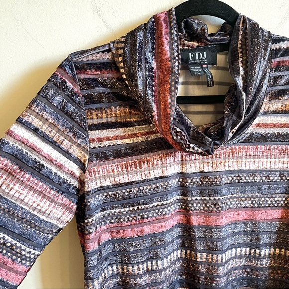 FDJ Striped Velvet Cowl Neck Top - Picture 3 of 4